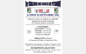 GRANDE REUSSITE pour le 1ER CHALLENGE DES ECOLES DE PETANQUE