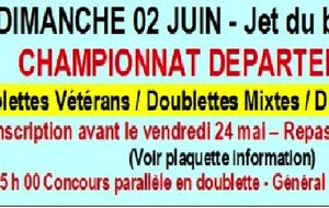 RESULTATS CHAMPIONNAT UFOLEP DEPARTEMENTAL VETERANS / MIXTE / JEUNE le 02 juin à ARFEUILLE