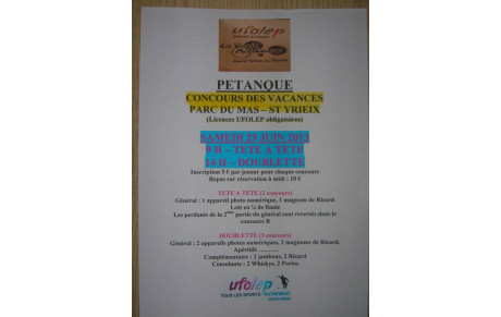 CONCOURS UFOLEP DES VACANCES